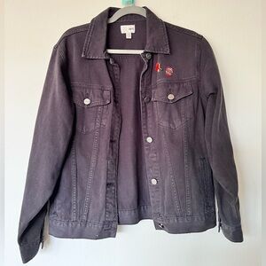 Amuse Society Distressed Black Denim Jacket Small